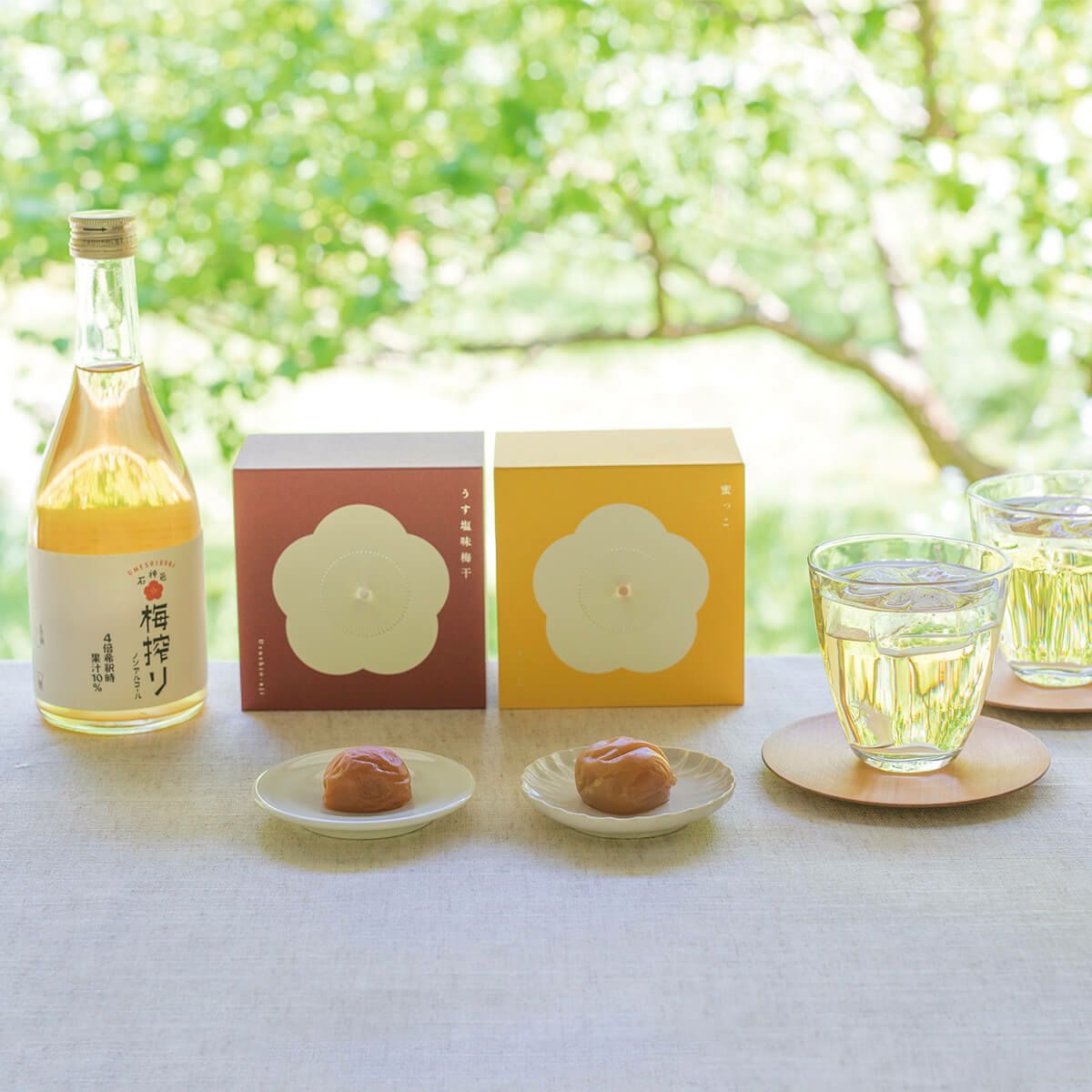 みんな元気セット（梅搾り+梅咲く木箱うす塩味梅干＋はちみつ梅干） 石神邑オンラインショップ