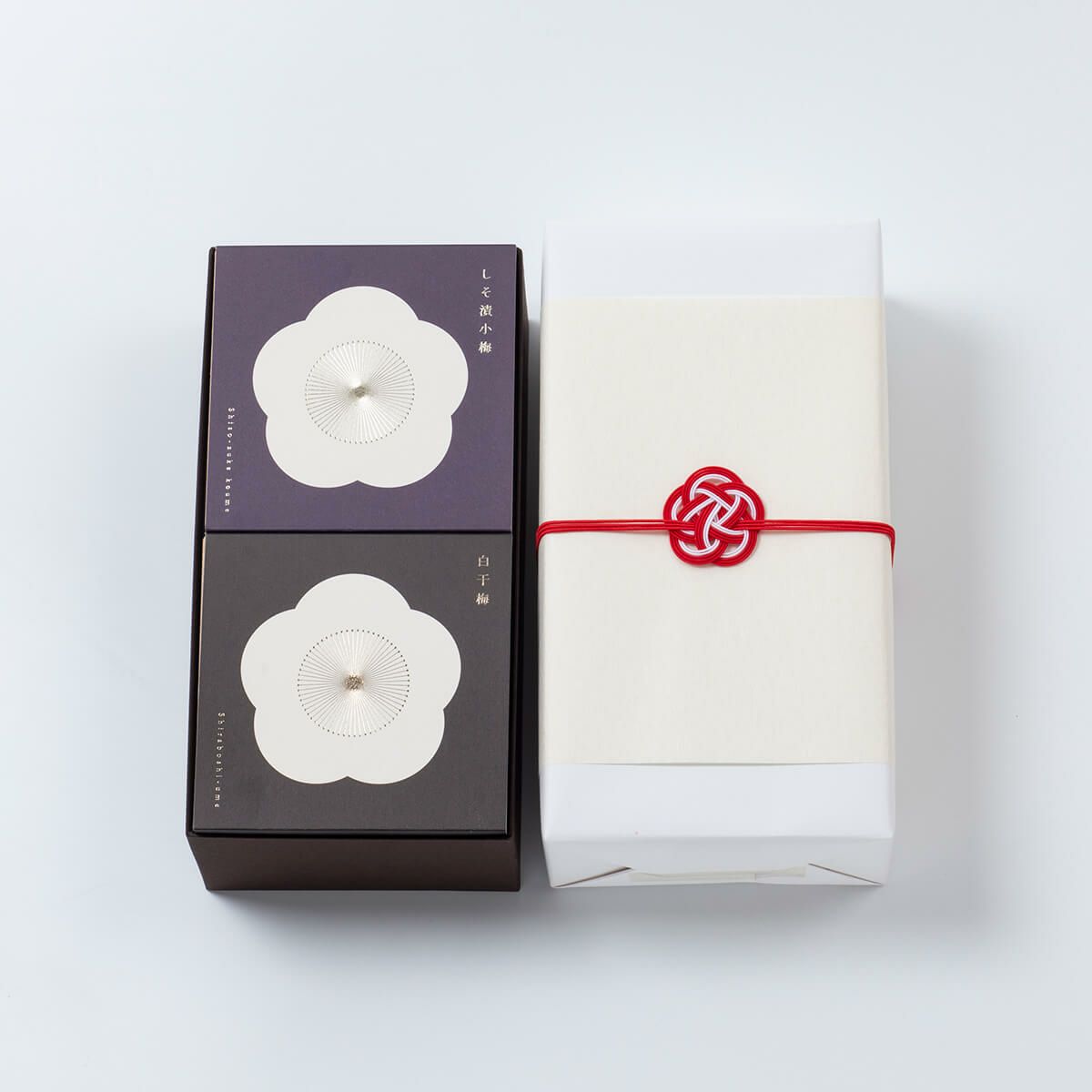 梅咲く木箱２個セット（しそ漬小梅×白干梅）　石神邑オンラインショップ